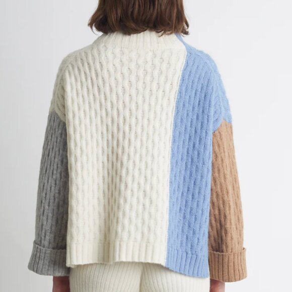 Eleven Six Size Medium/Large Knit Mock Neck Celia Color Block Sweater - Picture 2 of 11